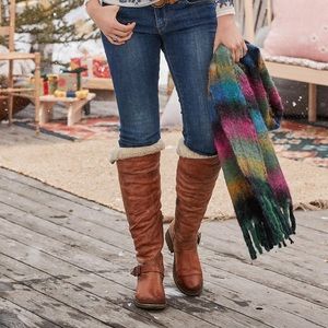 Frye Valerie Knee High Shearling Lined Brown Boot size 10